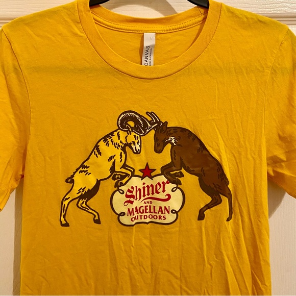 ❌SOLD❌Shiner Bock + Magellan Outdoors Yellow Collaboration Promo Tee - Picture 2 of 5